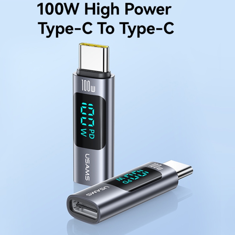 USAMS US-SJ682 AU18 PD100W USB-C / Type-C to USB-C / Type-C Aluminum Alloy Digital Display Adapter(Tarnish) USAMS US-SJ682 AU18 PD100W USB-C / Type-C to USB-C / Type-C Aluminum Alloy Digital Display Adapter(Tarnish)