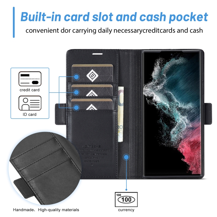 For Samsung Galaxy S24 Ultra LC.IMEEKE Skin-friendly Card Slots Leather Phone Case(Black) For Samsung Galaxy S24 Ultra LC.IMEEKE Skin-friendly Card Slots Leather Phone Case(Black)