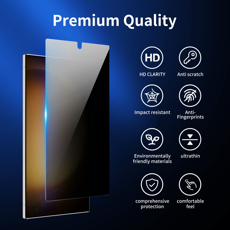For Samsung Galaxy S24 Ultra 5G 2pcs 0.16mm 9H Nanoglass Fingerprint Unlock Privacy Screen Film with 2pcs Lens Film For Samsung Galaxy S24 Ultra 5G 2pcs 0.16mm 9H Nanoglass Fingerprint Unlock Privacy Screen Film with 2pcs Lens Film