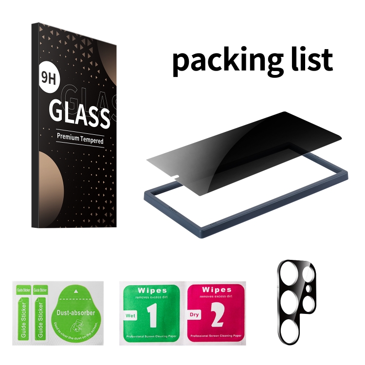 For Samsung Galaxy S24 Ultra 5G 2pcs 0.16mm 9H Nanoglass Fingerprint Unlock Privacy Screen Film with 2pcs Lens Film For Samsung Galaxy S24 Ultra 5G 2pcs 0.16mm 9H Nanoglass Fingerprint Unlock Privacy Screen Film with 2pcs Lens Film