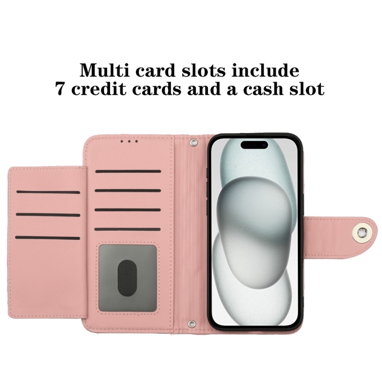 For iPhone 16 Plus Rhombic Texture Flip Leather Phone Case with Lanyard(Coral Pink) For iPhone 16 Plus Rhombic Texture Flip Leather Phone Case with Lanyard(Coral Pink)