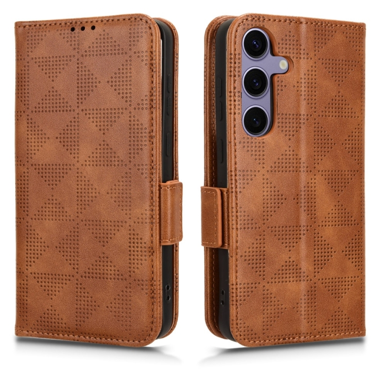 For Samsung Galaxy S24 5G Symmetrical Triangle Leather Phone Case(Brown) For Samsung Galaxy S24 5G Symmetrical Triangle Leather Phone Case(Brown)