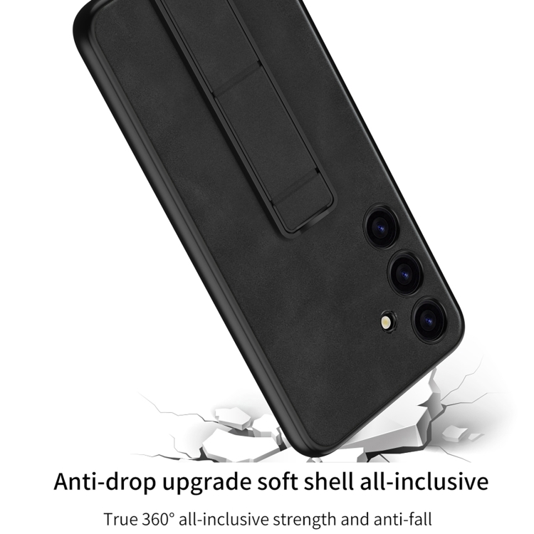 For Samsung Galaxy S24 5G GKK Skin Feel Frosted Leather Fold Holder Phone Case(Black) For Samsung Galaxy S24 5G GKK Skin Feel Frosted Leather Fold Holder Phone Case(Black)
