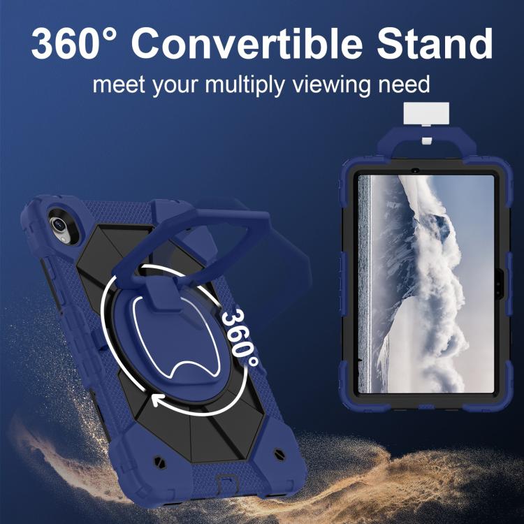 For Samsung Galaxy Tab S11 Contrast Color Robot Silicone Hybrid PC Tablet Case(Navy Black)