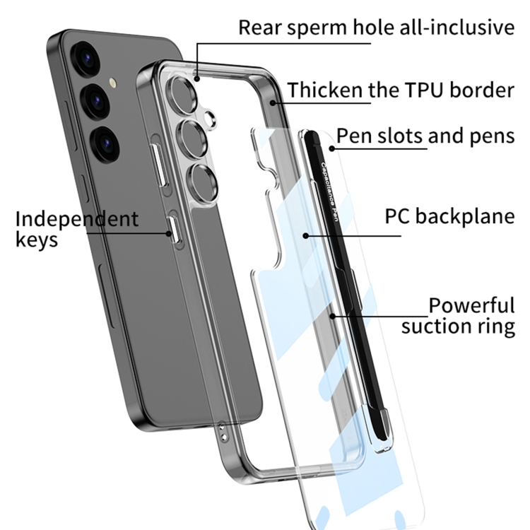 For Samsung Galaxy S24 5G GKK Space Frame Transparent PC + TPU Phone Case with Pen(Transparent Black) For Samsung Galaxy S24 5G GKK Space Frame Transparent PC + TPU Phone Case with Pen(Transparent Black)