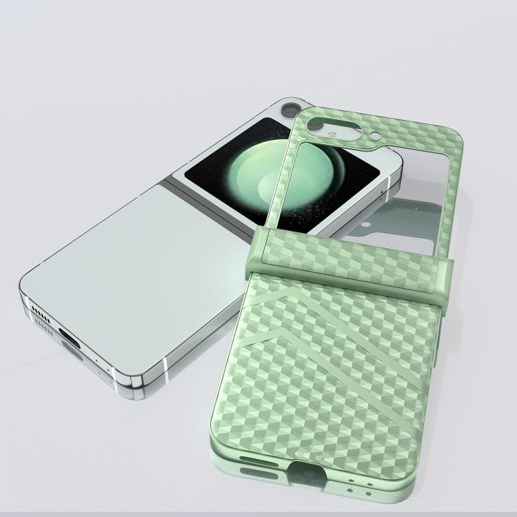 For Samsung Galaxy Z Flip5 5G 3 in 1 Wave Pattern Matte PC Phone Case with Hinge(Light Green) For Samsung Galaxy Z Flip5 5G 3 in 1 Wave Pattern Matte PC Phone Case with Hinge(Light Green)
