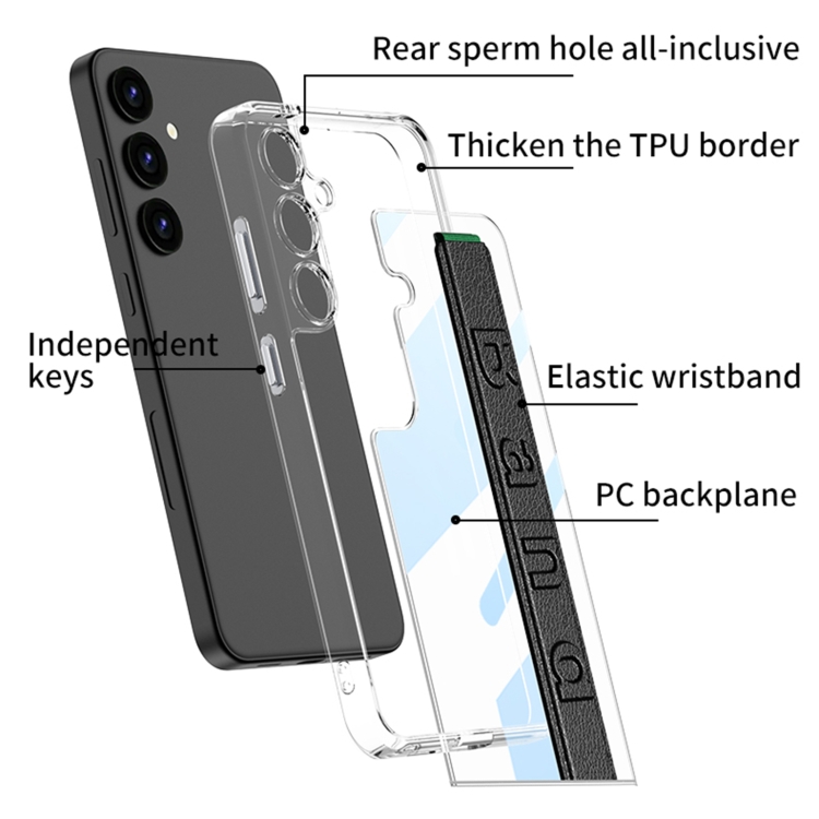 For Samsung Galaxy S24 5G GKK Space Frame Transparent PC + TPU Phone Case with Wrist Strap(Green) For Samsung Galaxy S24 5G GKK Space Frame Transparent PC + TPU Phone Case with Wrist Strap(Green)