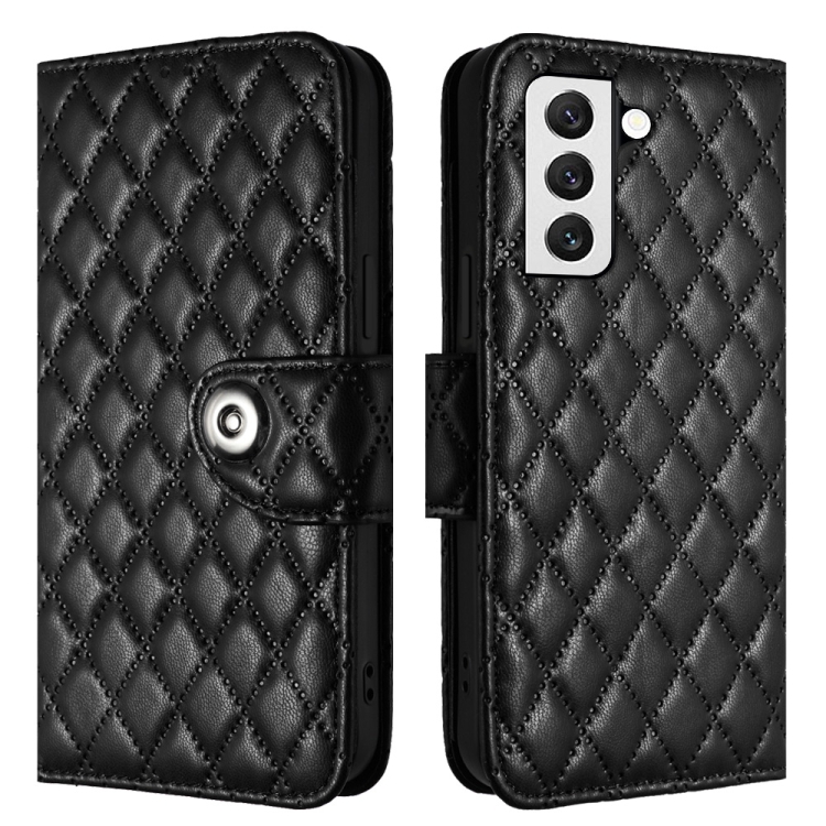 For Samsung Galaxy S22 5G Rhombic Texture Flip Leather Phone Case with Lanyard(Black) For Samsung Galaxy S22 5G Rhombic Texture Flip Leather Phone Case with Lanyard(Black)