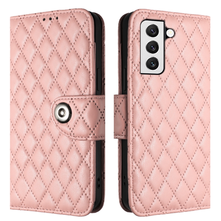 For Samsung Galaxy S23+ 5G Rhombic Texture Flip Leather Phone Case with Lanyard(Coral Pink) For Samsung Galaxy S23+ 5G Rhombic Texture Flip Leather Phone Case with Lanyard(Coral Pink)
