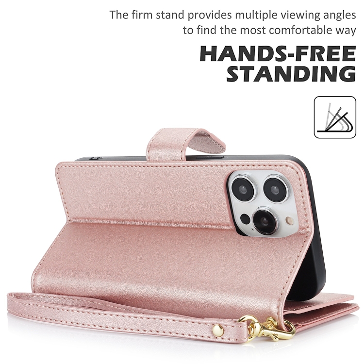 For iPhone 14 Multi-Card Wallet RFID Leather Phone Case(Rose Gold) - 2