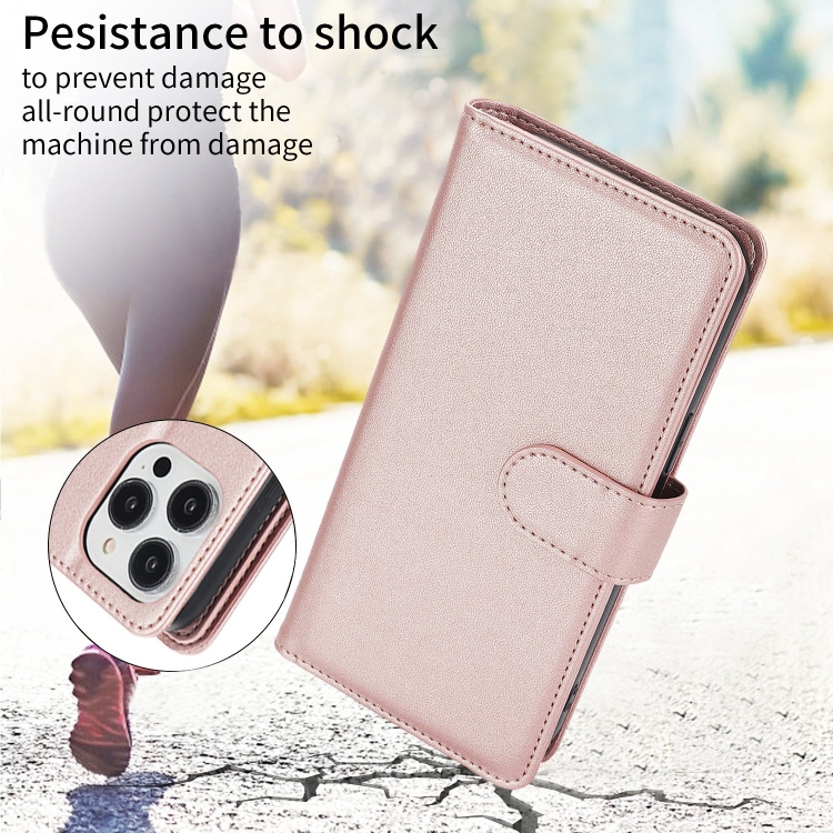 For iPhone 14 Multi-Card Wallet RFID Leather Phone Case(Rose Gold) - 5