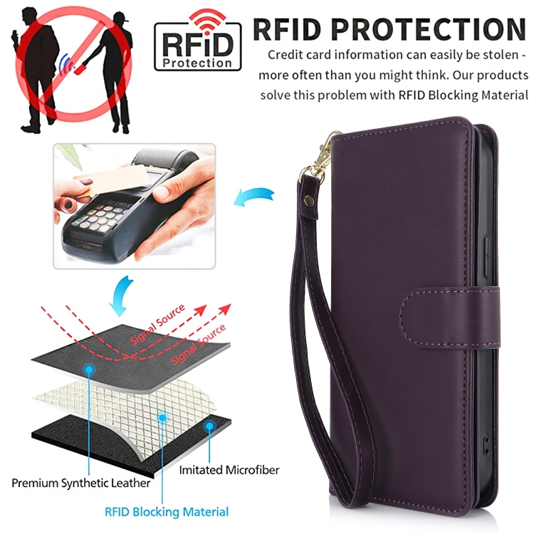 For Samsung Galaxy S24 Ultra 5G Multi-Card Wallet RFID Leather Phone Case(Dark Purple) For Samsung Galaxy S24 Ultra 5G Multi-Card Wallet RFID Leather Phone Case(Dark Purple)
