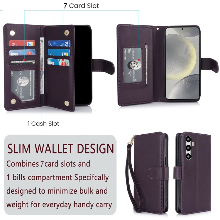 For Samsung Galaxy S24 Ultra 5G Multi-Card Wallet RFID Leather Phone Case(Dark Purple) For Samsung Galaxy S24 Ultra 5G Multi-Card Wallet RFID Leather Phone Case(Dark Purple)