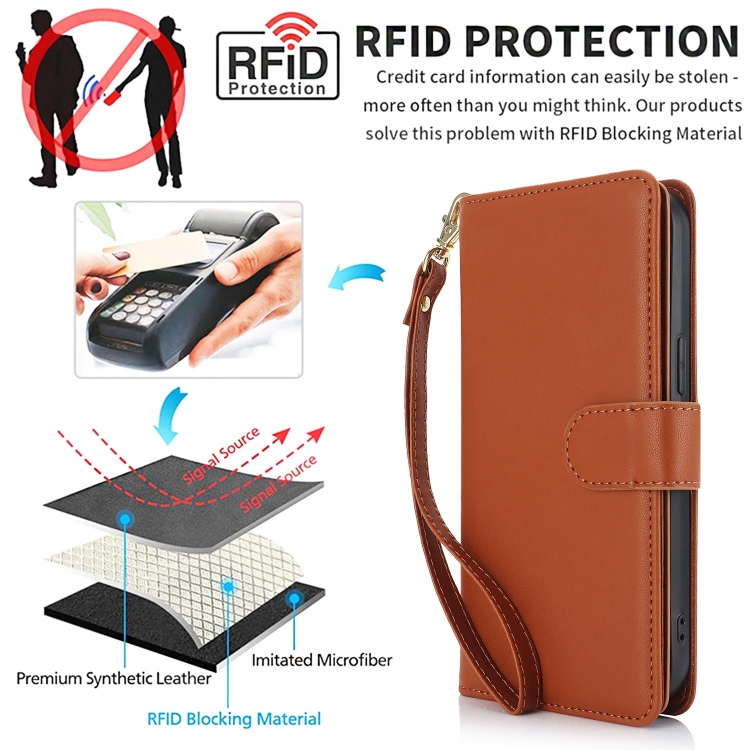 For Samsung Galaxy S24+ / S25+ 5G Multi-Card Wallet RFID Leather Phone Case(Brown) For Samsung Galaxy S24+ / S25+ 5G Multi-Card Wallet RFID Leather Phone Case(Brown)
