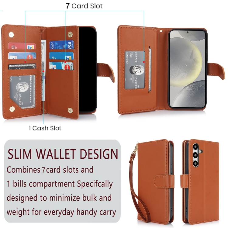 For Samsung Galaxy S24+ / S25+ 5G Multi-Card Wallet RFID Leather Phone Case(Brown) For Samsung Galaxy S24+ / S25+ 5G Multi-Card Wallet RFID Leather Phone Case(Brown)