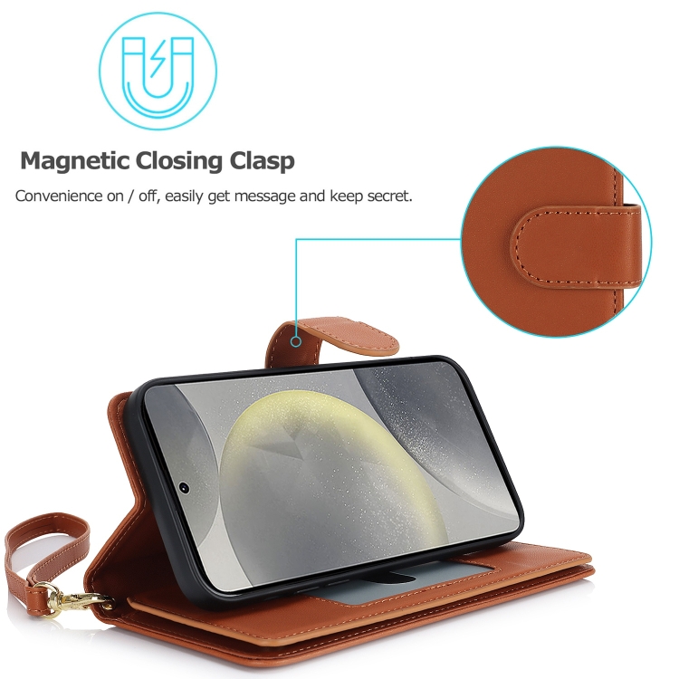 For Samsung Galaxy S24+ / S25+ 5G Multi-Card Wallet RFID Leather Phone Case(Brown) For Samsung Galaxy S24+ / S25+ 5G Multi-Card Wallet RFID Leather Phone Case(Brown)