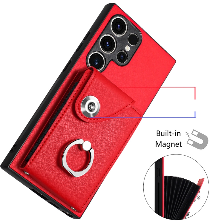 For Samsung Galaxy S23 Ultra 5G Organ Card Bag Ring Holder Phone Case with Long Lanyard(Red) For Samsung Galaxy S23 Ultra 5G Organ Card Bag Ring Holder Phone Case with Long Lanyard(Red)