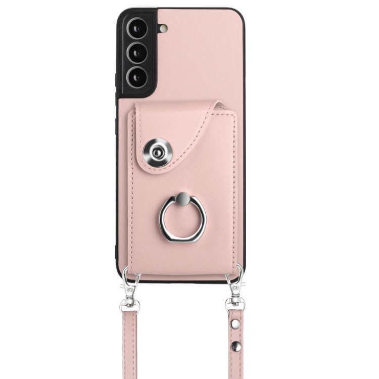 For Samsung Galaxy S22+ 5G Organ Card Bag Ring Holder Phone Case with Long Lanyard(Pink) For Samsung Galaxy S22+ 5G Organ Card Bag Ring Holder Phone Case with Long Lanyard(Pink)