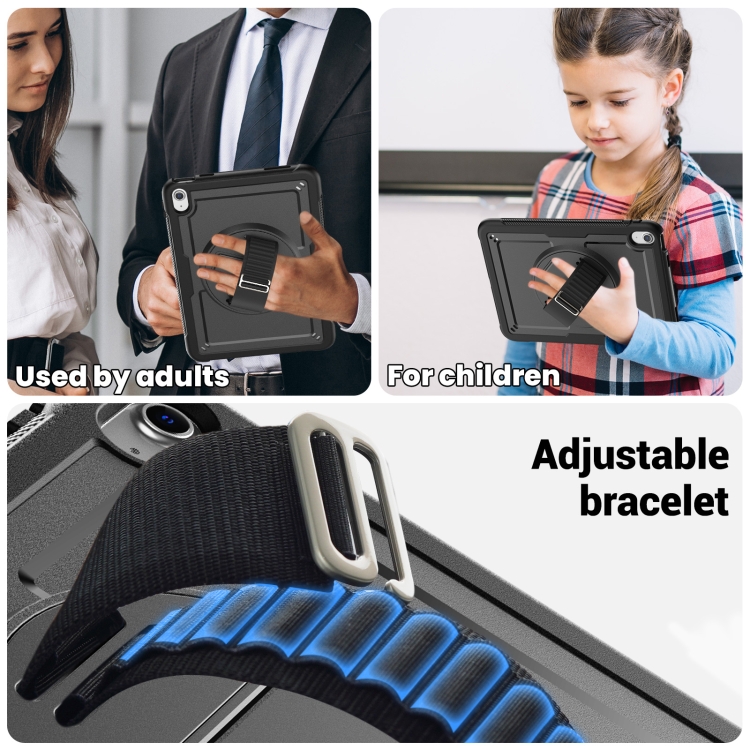 For iPad 10th Gen 10.9 2022 Honeycomb Hand Grip Turntable Stand Tablet Case(Black) For iPad 10th Gen 10.9 2022 Honeycomb Hand Grip Turntable Stand Tablet Case(Black)
