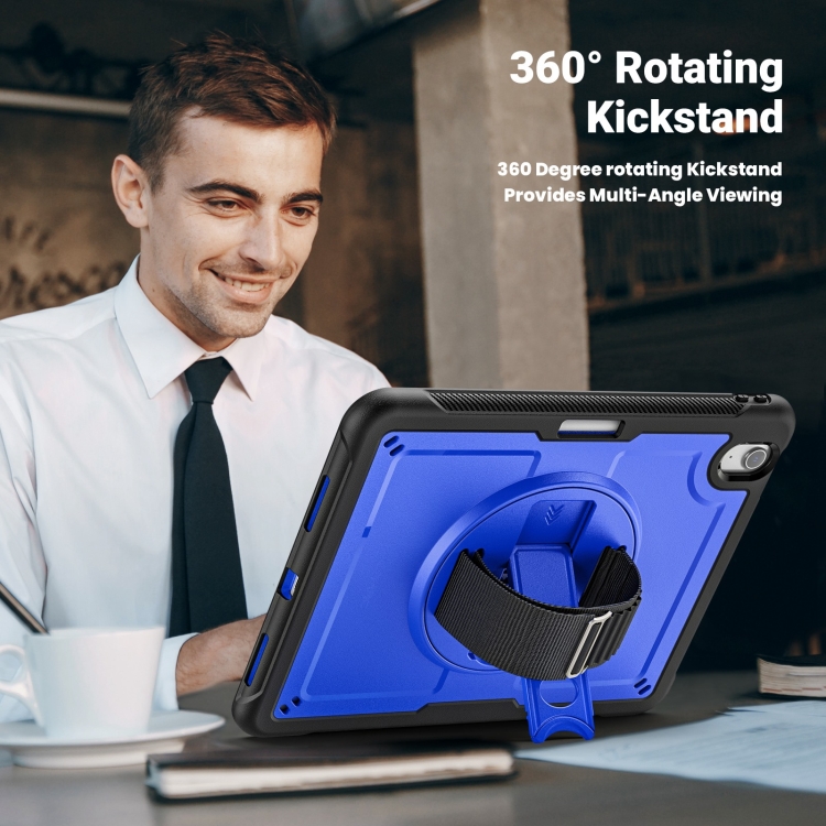 For iPad Air 11 2024 Honeycomb Hand Grip Turntable Stand Tablet Case(Dark Blue) For iPad Air 11 2024 Honeycomb Hand Grip Turntable Stand Tablet Case(Dark Blue)