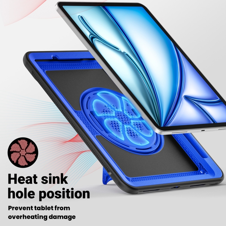 For iPad Air 11 2024 Honeycomb Hand Grip Turntable Stand Tablet Case(Dark Blue) For iPad Air 11 2024 Honeycomb Hand Grip Turntable Stand Tablet Case(Dark Blue)