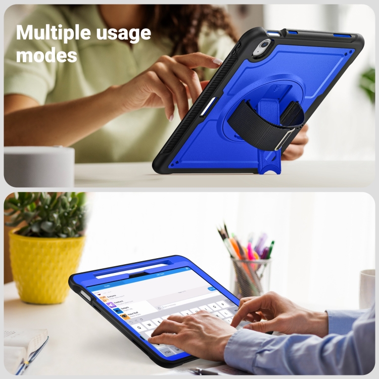 For iPad Air 11 2024 Honeycomb Hand Grip Turntable Stand Tablet Case(Dark Blue) For iPad Air 11 2024 Honeycomb Hand Grip Turntable Stand Tablet Case(Dark Blue)