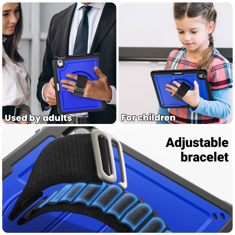 For iPad Air 11 2024 Honeycomb Hand Grip Turntable Stand Tablet Case(Dark Blue) For iPad Air 11 2024 Honeycomb Hand Grip Turntable Stand Tablet Case(Dark Blue)