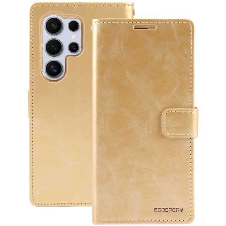 For Samsung Galaxy S24 Ultra 5G GOOSPERY BLUE MOON Crazy Horse Texture Leather Phone Case(Gold) For Samsung Galaxy S24 Ultra 5G GOOSPERY BLUE MOON Crazy Horse Texture Leather Phone Case(Gold)