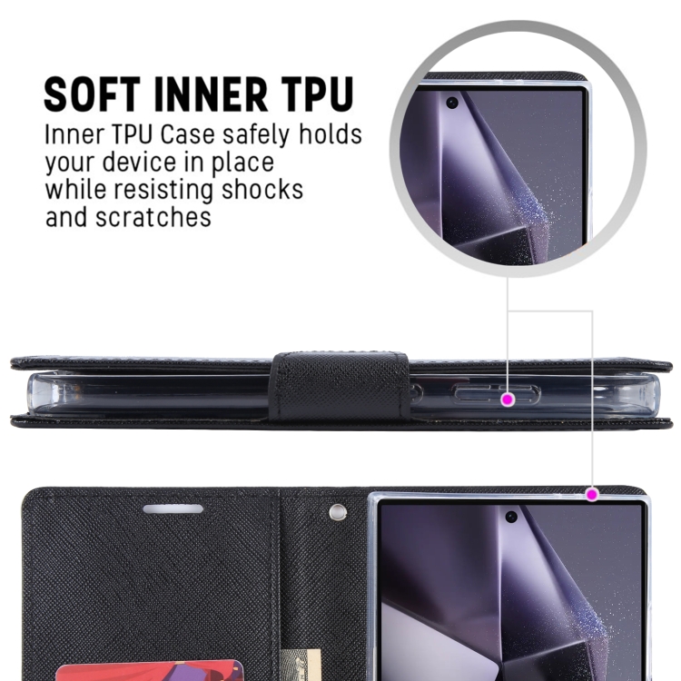For Samsung Galaxy S24 Ultra 5G GOOSPERY FANCY DIARY Cross Texture Leather Phone Case(Black) For Samsung Galaxy S24 Ultra 5G GOOSPERY FANCY DIARY Cross Texture Leather Phone Case(Black)