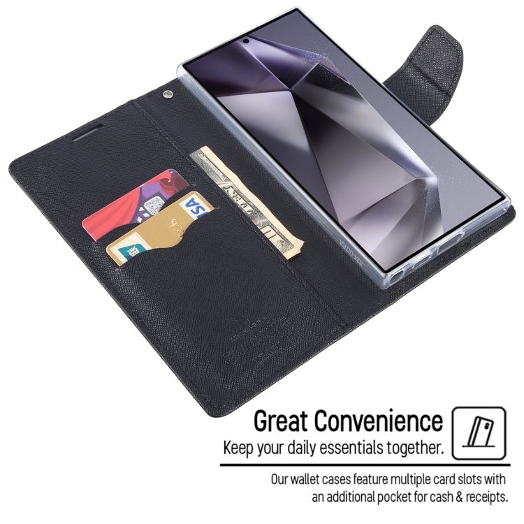 For Samsung Galaxy S24 Ultra 5G GOOSPERY FANCY DIARY Cross Texture Leather Phone Case(Black) For Samsung Galaxy S24 Ultra 5G GOOSPERY FANCY DIARY Cross Texture Leather Phone Case(Black)
