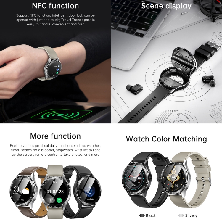 Auriculares X10 Reloj inteligente Pulsera impermeable de 1,39 pulgadas, compatible con llamadas Bluetooth / NFC / frecuencia cardíaca (negro) - B7