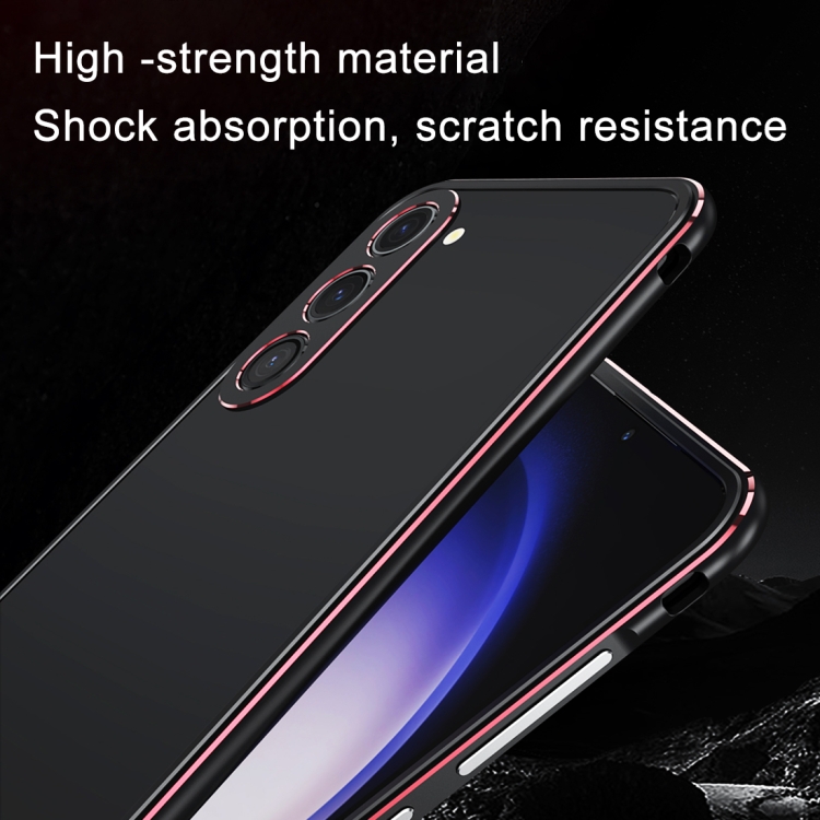 For Samsung Galaxy S23 FE 5G Aurora Series Lens Protector + Metal Frame Phone Case(Black Red) For Samsung Galaxy S23 FE 5G Aurora Series Lens Protector + Metal Frame Phone Case(Black Red)