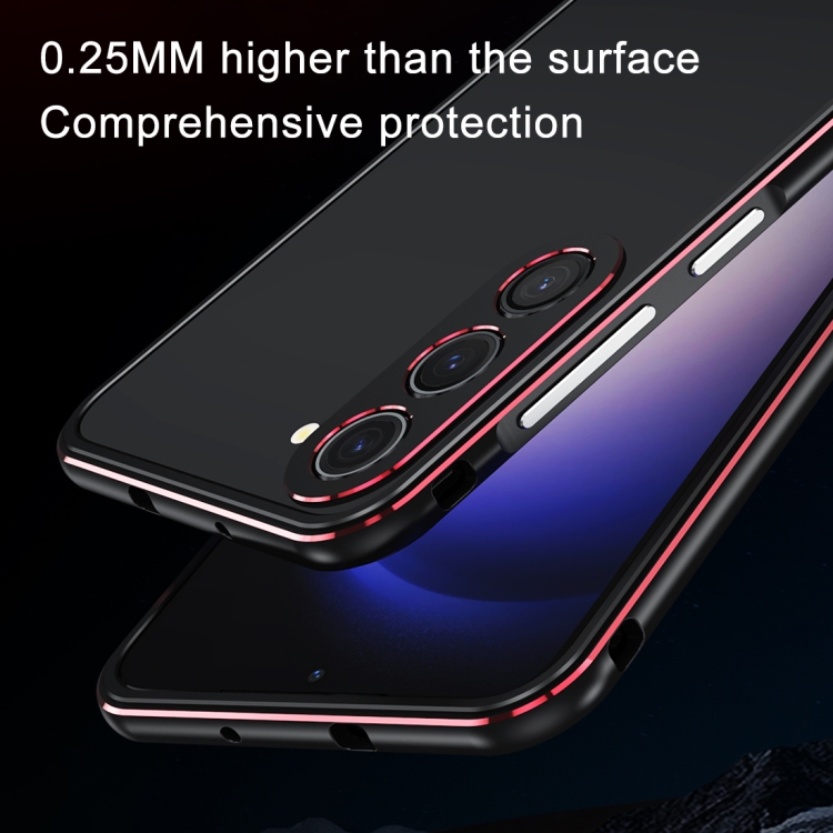 For Samsung Galaxy S23 FE 5G Aurora Series Lens Protector + Metal Frame Phone Case(Black Red) For Samsung Galaxy S23 FE 5G Aurora Series Lens Protector + Metal Frame Phone Case(Black Red)