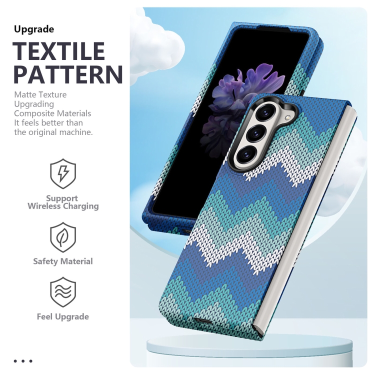 For Samsung Galaxy Z Fold5 Water Sticker PC Folding Phone Case(Sea Blue) For Samsung Galaxy Z Fold5 Water Sticker PC Folding Phone Case(Sea Blue)