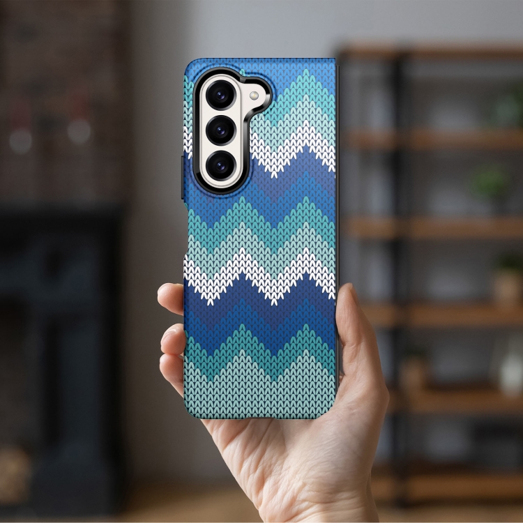 For Samsung Galaxy Z Fold5 Water Sticker PC Folding Phone Case(Sea Blue) For Samsung Galaxy Z Fold5 Water Sticker PC Folding Phone Case(Sea Blue)