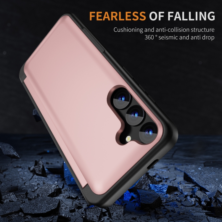 For Samsung Galaxy S23+ 5G 3 in 1 Flip Holder Phone Case(Pink)