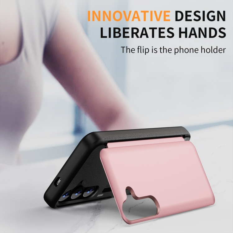 For Samsung Galaxy S23+ 5G 3 in 1 Flip Holder Phone Case(Pink)