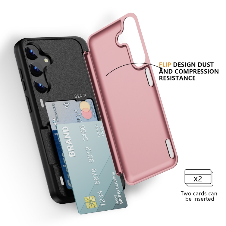 For Samsung Galaxy S23+ 5G 3 in 1 Flip Holder Phone Case(Pink)