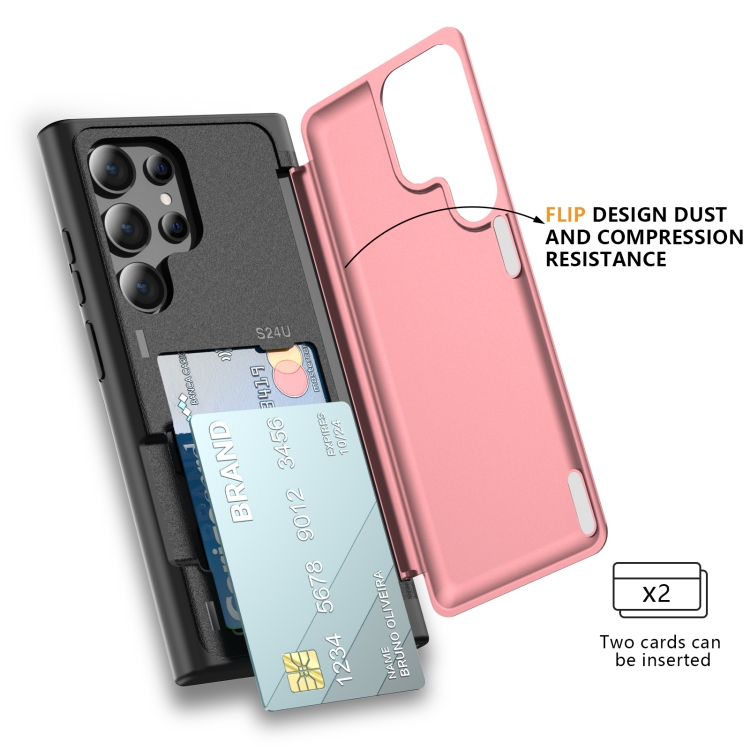 For Samsung Galaxy S23 Ultra 5G 3 in 1 Flip Holder Phone Case(Pink) For Samsung Galaxy S23 Ultra 5G 3 in 1 Flip Holder Phone Case(Pink)