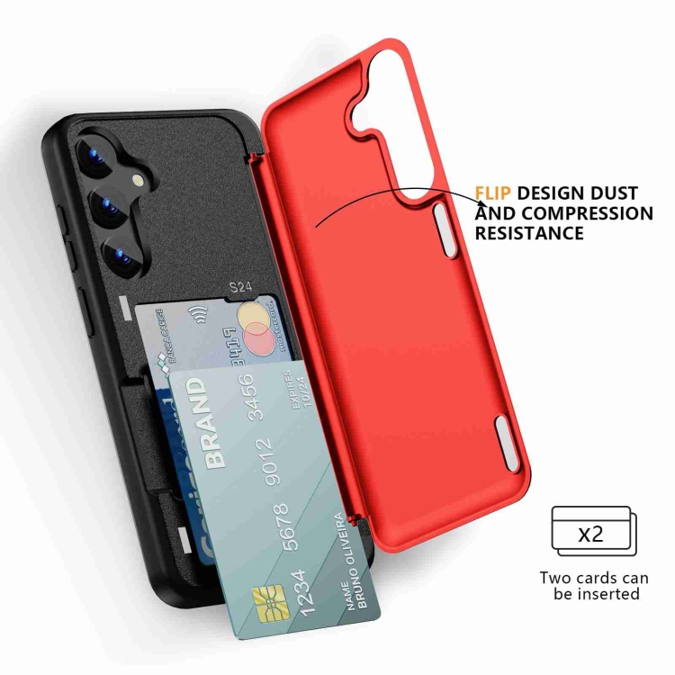 For Samsung Galaxy S21 5G 3 in 1 Flip Holder Phone Case(Red)