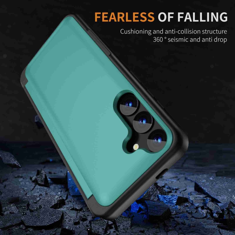 For Samsung Galaxy S22+ 5G 3 in 1 Flip Holder Phone Case(Cyan) For Samsung Galaxy S22+ 5G 3 in 1 Flip Holder Phone Case(Cyan)