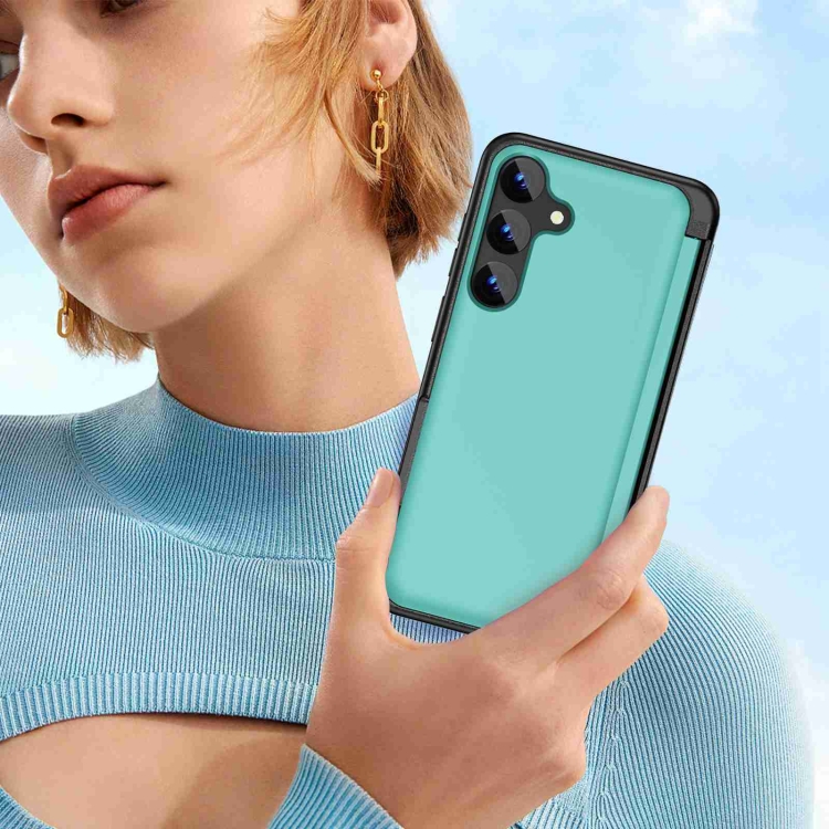 For Samsung Galaxy S22+ 5G 3 in 1 Flip Holder Phone Case(Cyan) For Samsung Galaxy S22+ 5G 3 in 1 Flip Holder Phone Case(Cyan)