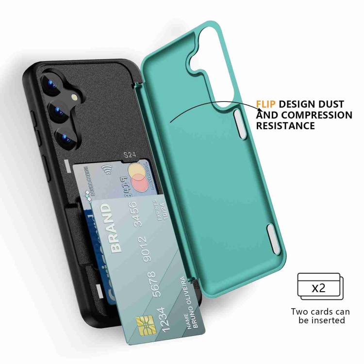 For Samsung Galaxy S22+ 5G 3 in 1 Flip Holder Phone Case(Cyan) For Samsung Galaxy S22+ 5G 3 in 1 Flip Holder Phone Case(Cyan)