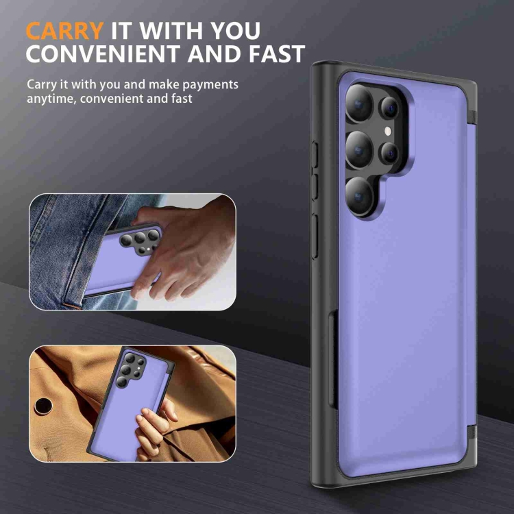 For Samsung Galaxy S22 Ultra 5G 3 in 1 Flip Holder Phone Case(Light Purple) For Samsung Galaxy S22 Ultra 5G 3 in 1 Flip Holder Phone Case(Light Purple)