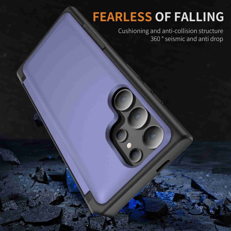 For Samsung Galaxy S22 Ultra 5G 3 in 1 Flip Holder Phone Case(Light Purple) For Samsung Galaxy S22 Ultra 5G 3 in 1 Flip Holder Phone Case(Light Purple)