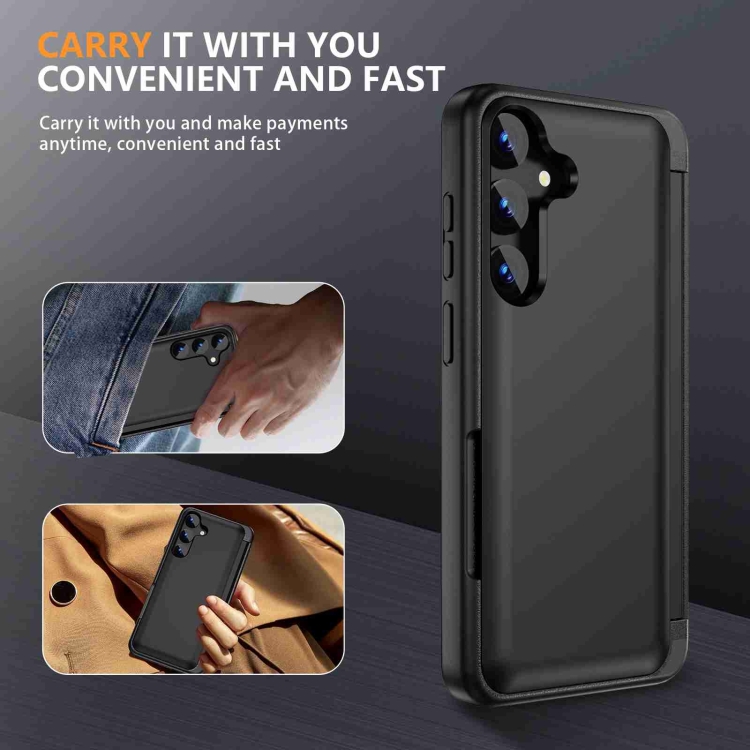 For Samsung Galaxy S23 FE 5G 3 in 1 Flip Holder Phone Case(Black) For Samsung Galaxy S23 FE 5G 3 in 1 Flip Holder Phone Case(Black)