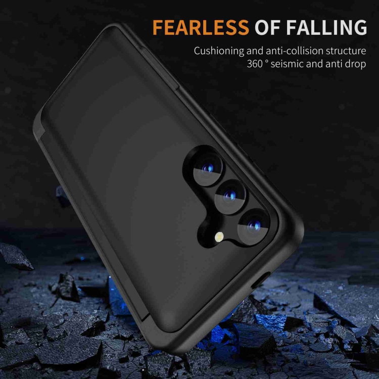 For Samsung Galaxy S23 FE 5G 3 in 1 Flip Holder Phone Case(Black) For Samsung Galaxy S23 FE 5G 3 in 1 Flip Holder Phone Case(Black)