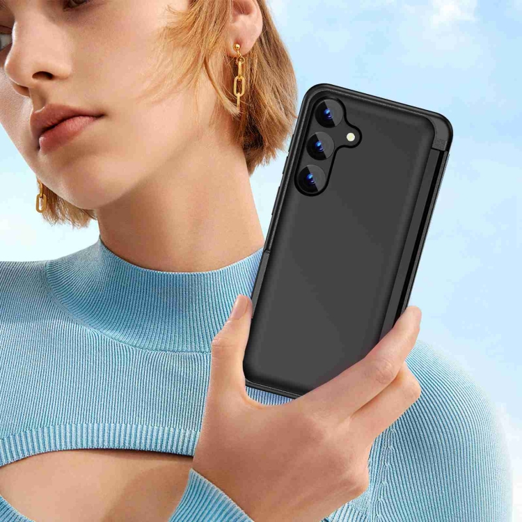 For Samsung Galaxy S23 FE 5G 3 in 1 Flip Holder Phone Case(Black) For Samsung Galaxy S23 FE 5G 3 in 1 Flip Holder Phone Case(Black)