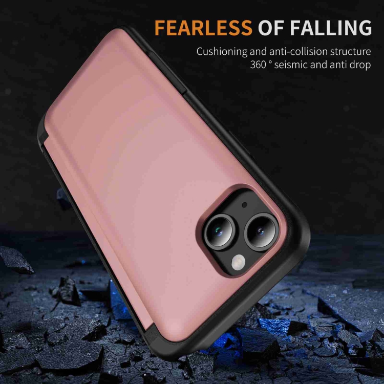 For iPhone 14 Plus 3 in 1 Flip Holder Phone Case(Pink) For iPhone 14 Plus 3 in 1 Flip Holder Phone Case(Pink)