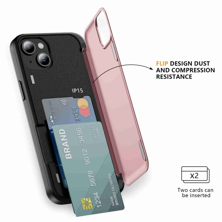 For iPhone 14 Plus 3 in 1 Flip Holder Phone Case(Pink) For iPhone 14 Plus 3 in 1 Flip Holder Phone Case(Pink)